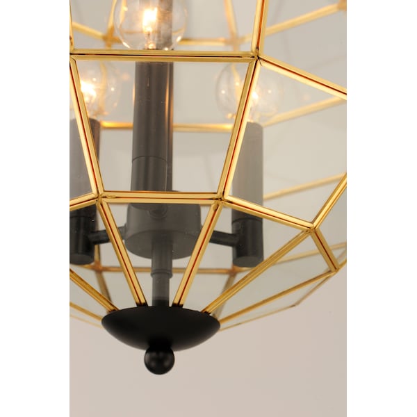 Heirloom 3-Light 16 Wide Black / Burnished Brass Pendant Light